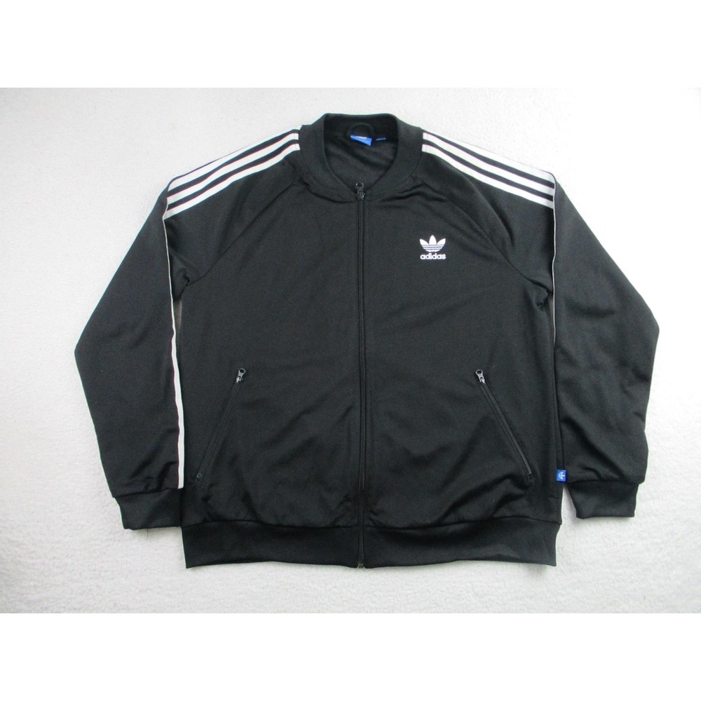 Adidas Jacket Mens XL Black White Trefoil Three‎ Stripes BK5931 Retro